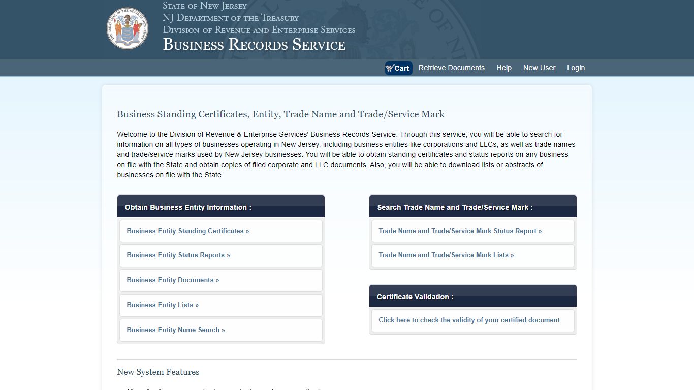 Division of Revenue & Enterprise Services: Business Records Service