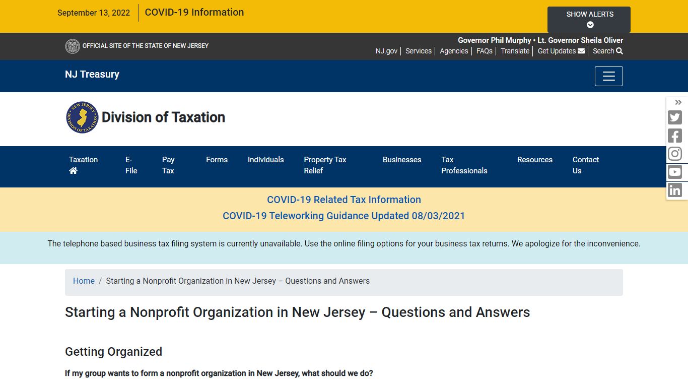 NJ Division of Taxation - Starting a Nonprofit Organization in New ...